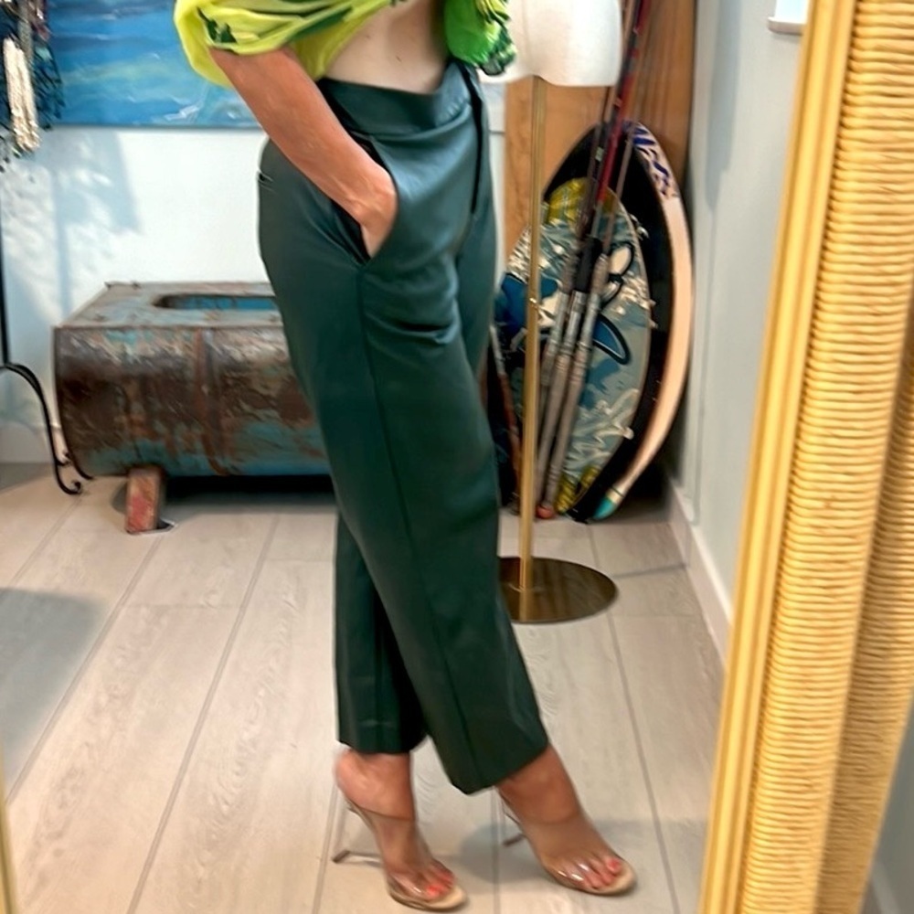 Ann Taylor Factory,The Eva Ankle Pant In Faux Leather, Curvy, Green, Size 4/6